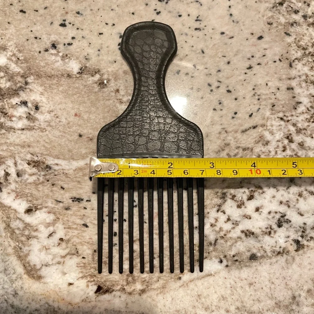 Vintage Goody Large black Lift Hair Pick Faux Croc‎ Snake Skin Leather 80s